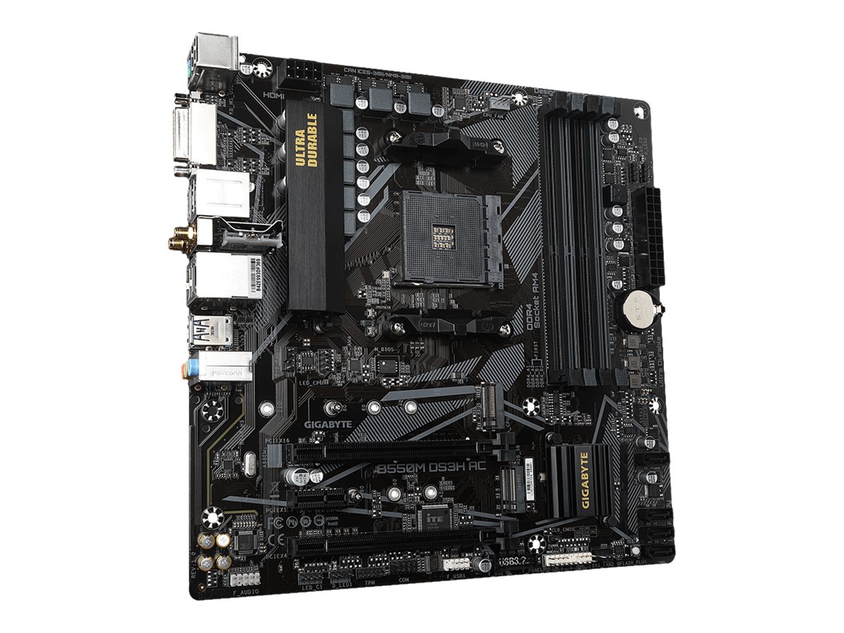 Gigabyte | B550M DS3H AC 1.0/1.1/1.2/1.3/1.5 M/B | Processor family AMD | Processor socket AM4 | DDR4 DIMM | Memory slots 4 | Supported hard disk drive interfaces SATA, M.2 | Number of SATA connectors 4 | Chipset AMD B550 | Micro ATX - Image 6