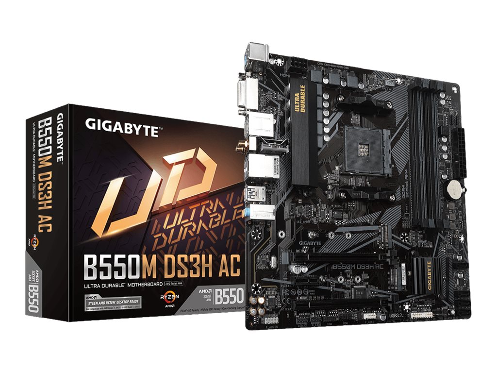 Gigabyte | B550M DS3H AC 1.0/1.1/1.2/1.3/1.5 M/B | Processor family AMD | Processor socket AM4 | DDR4 DIMM | Memory slots 4 | Supported hard disk drive interfaces SATA, M.2 | Number of SATA connectors 4 | Chipset AMD B550 | Micro ATX - Image 8