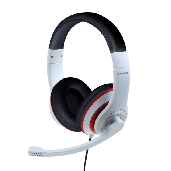 Gembird | Stereo Headset | MHS 03 WTRDBK | 3.5 mm | White and Black Color with Red Ring | Headset