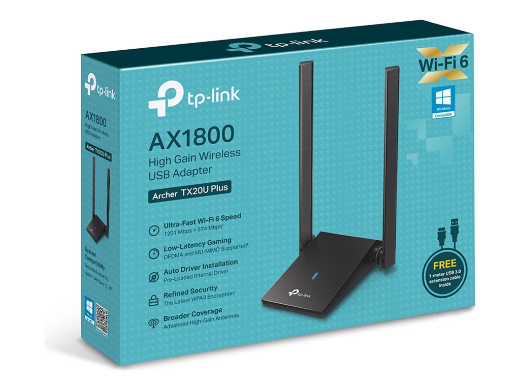 AX1800 Dual Antennas High Gain Wireless USB Adapter | Archer TX20U Plus | 802.11ax | 574+1201 Mbit/s | 10/100/1000 Mbit/s | Ethernet LAN (RJ-45) ports 0 | Mesh Support No | MU-MiMO Yes | No mobile broadband | Antenna type External - Image 5