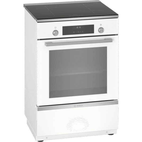 Bosch | Cooker | HLT59E020U | Integrated timer | Hob type Induction | Oven type Electric | White | Width 60 cm | Electronic ignition | Grilling | LCD | Depth 60 cm | 66 L