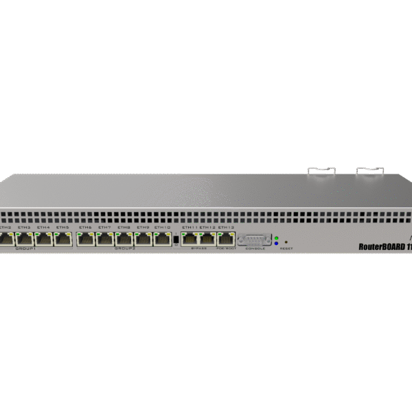 Mikrotik Wired Ethernet Router RB1100x4, 1U Rackmount, Quad core 1.4GHz CPU, 1 GB RAM, 128 MB, 13xGigabit LAN, 1xSerial console port RS232, PCB Temperature and Voltage Monitor, IP20, RouterOS L6 | Wired Ethernet Router | RB1100AHx4 | No Wi-Fi | 10/100/1000 Mbit/s | Ethernet LAN (RJ-45) ports 13 | Mesh Support No | MU-MiMO No | No mobile broadband | 12 month(s)