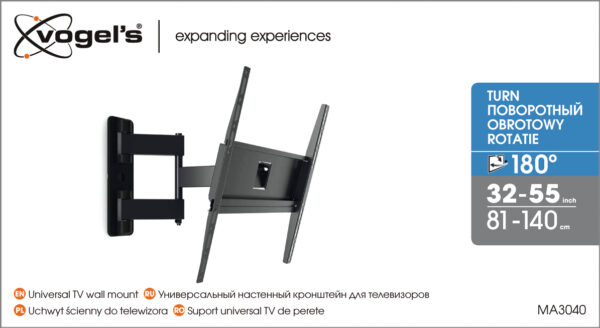 Vogels | Wall mount | MA3040-A1 | Full Motion | 32-65 " | Maximum weight (capacity) 25 kg | Black - Image 6