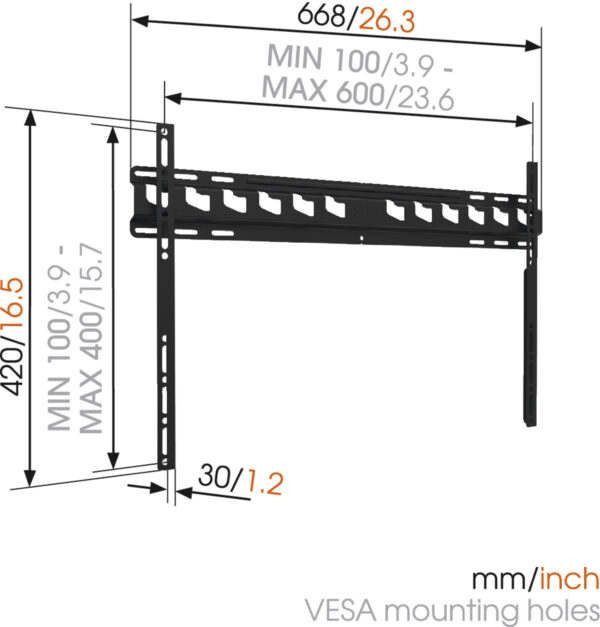 Vogels | Wall mount | MA4000-A1 | Fixed | 40-80 " | Maximum weight (capacity) 80 kg | Black - Image 3