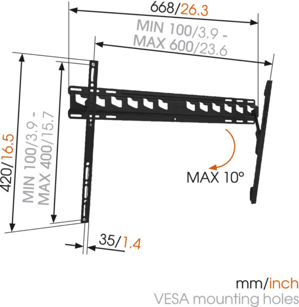 Vogels | Wall mount | MA4010-A1 | Tilt | 40-65 " | Maximum weight (capacity) 60 kg | Black - Image 4