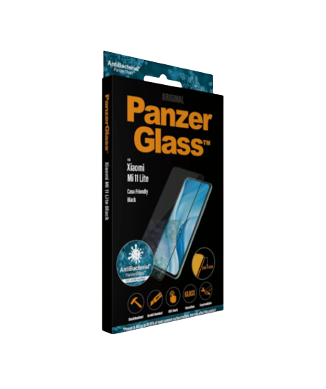 PanzerGlass | Screen protector | Xiaomi | Mi 11 Lite 4G/ 5G / 5G NE | Glass | Black | Protects the entire screen; Antibacterial glass; 100% touch; Shock absorbing