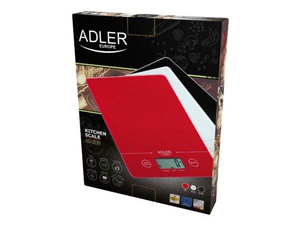 Adler | Kitchen scales | AD 3138 | Maximum weight (capacity) 5 kg | Graduation 1 g | Red - Image 6