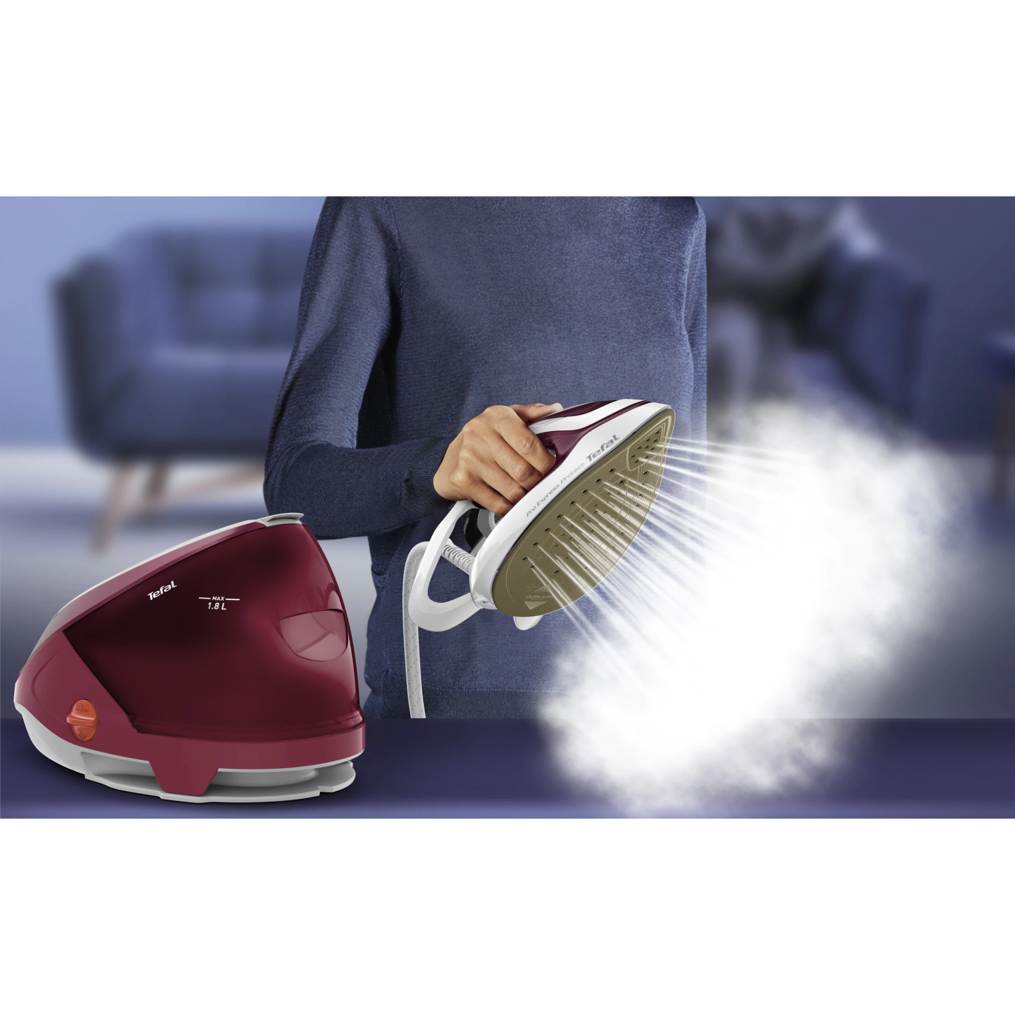 TEFAL | Ironing System Pro Express Protect | GV9220E0 | 2600 W | 1.8 L | Auto power off | Vertical steam function | Calc-clean function | Red - Image 7