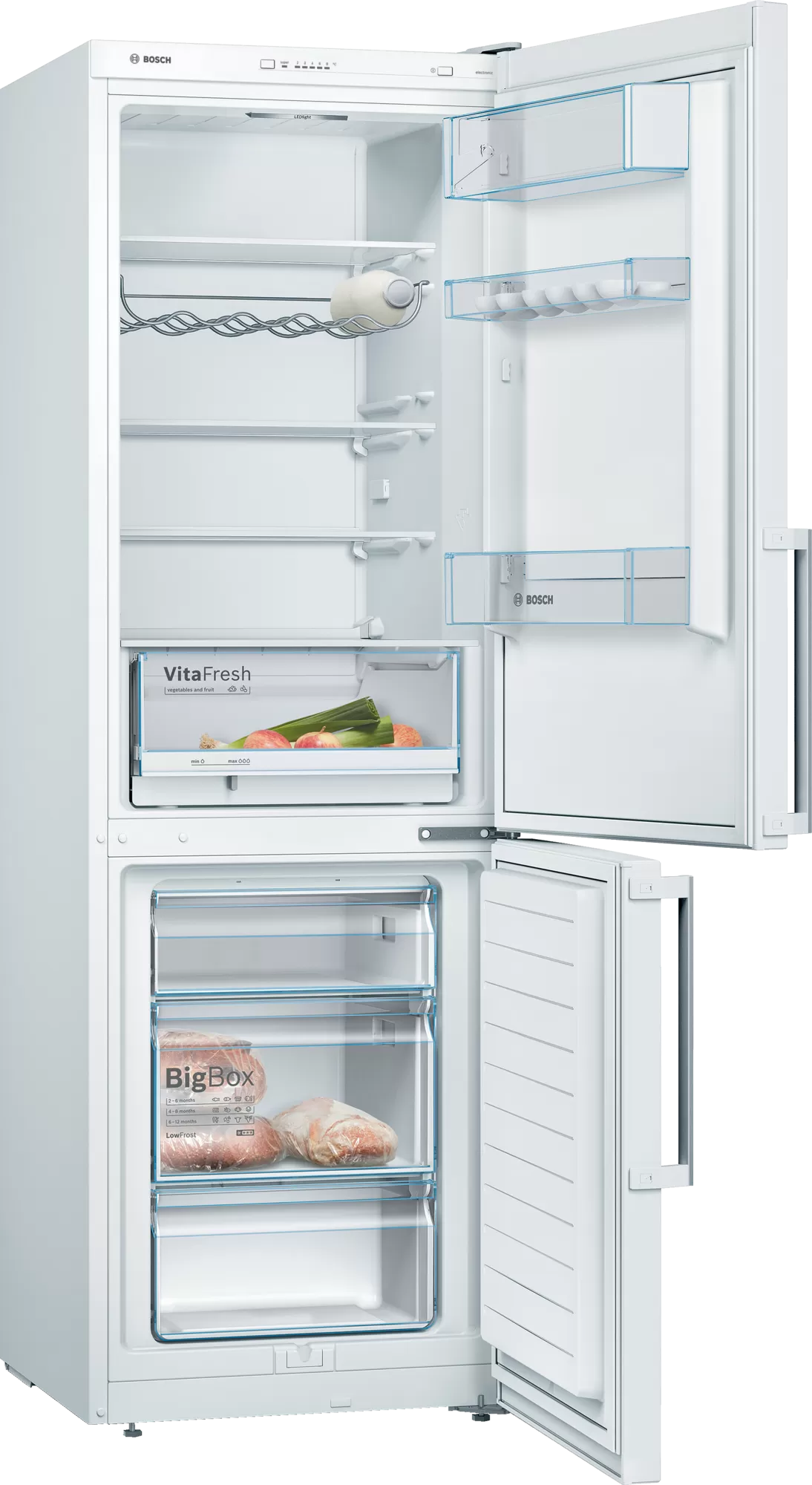 Bosch | Refrigerator | KGV366WEP | Energy efficiency class E | Free standing | Combi | Height 186 cm | Fridge net capacity 214 L | Freezer net capacity 94 L | 39 dB | White - Image 3
