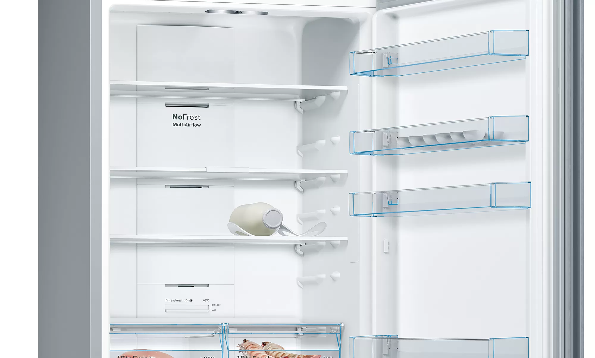Bosch | Refrigerator | KGN49XLEA | Energy efficiency class E | Free standing | Combi | Height 203 cm | No Frost system | Fridge net capacity 330 L | Freezer net capacity 108 L | Display | 40 dB | Stainless steel - Image 6