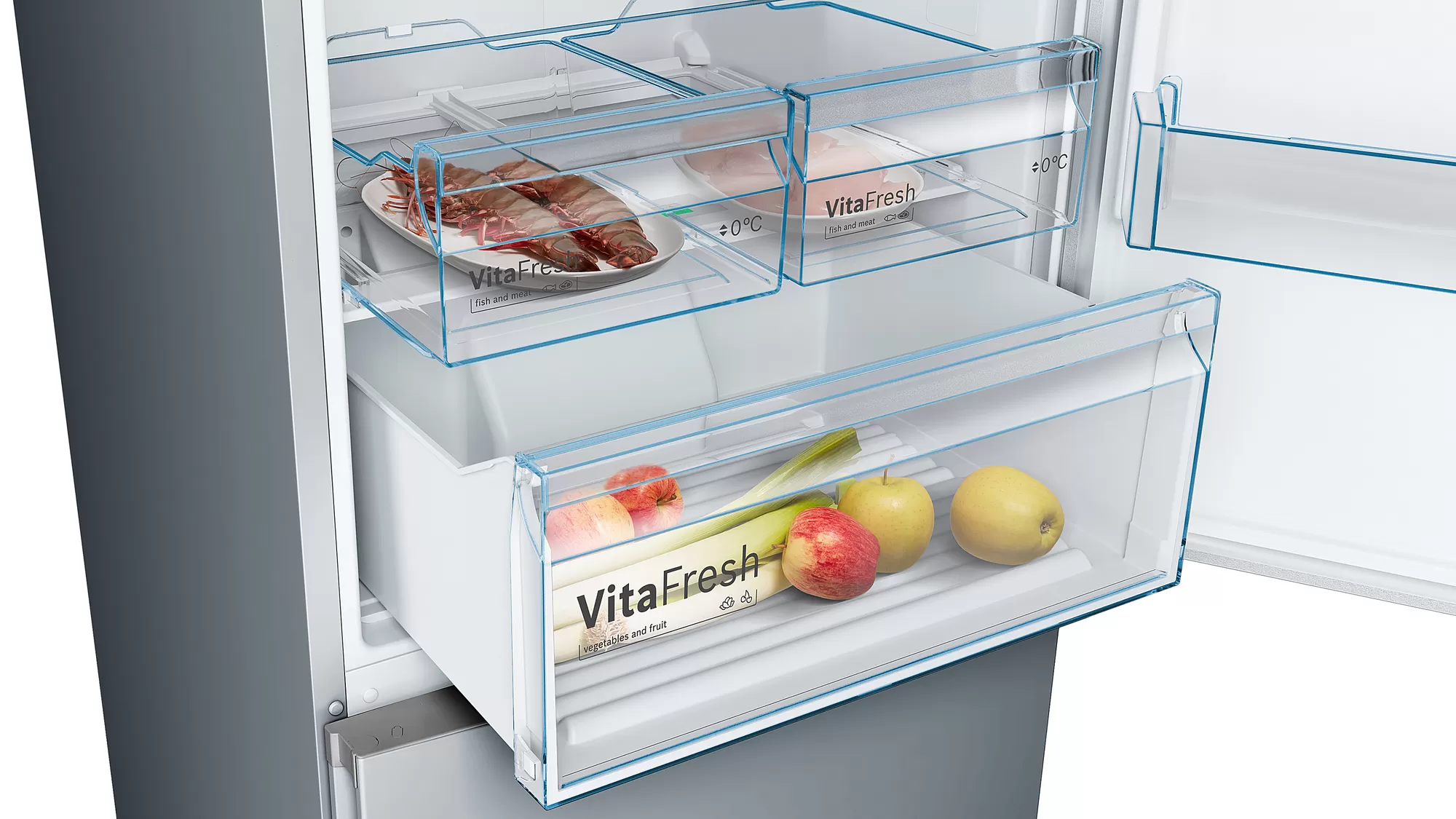 Bosch | Refrigerator | KGN49XLEA | Energy efficiency class E | Free standing | Combi | Height 203 cm | No Frost system | Fridge net capacity 330 L | Freezer net capacity 108 L | Display | 40 dB | Stainless steel - Image 7