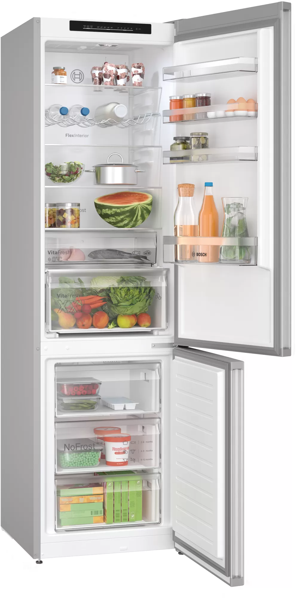 Bosch | Refrigerator | KGN392LDF | Energy efficiency class D | Free standing | Combi | Height 203 cm | No Frost system | Fridge net capacity 260 L | Freezer net capacity 103 L | 35 dB | Stainless steel - Image 4