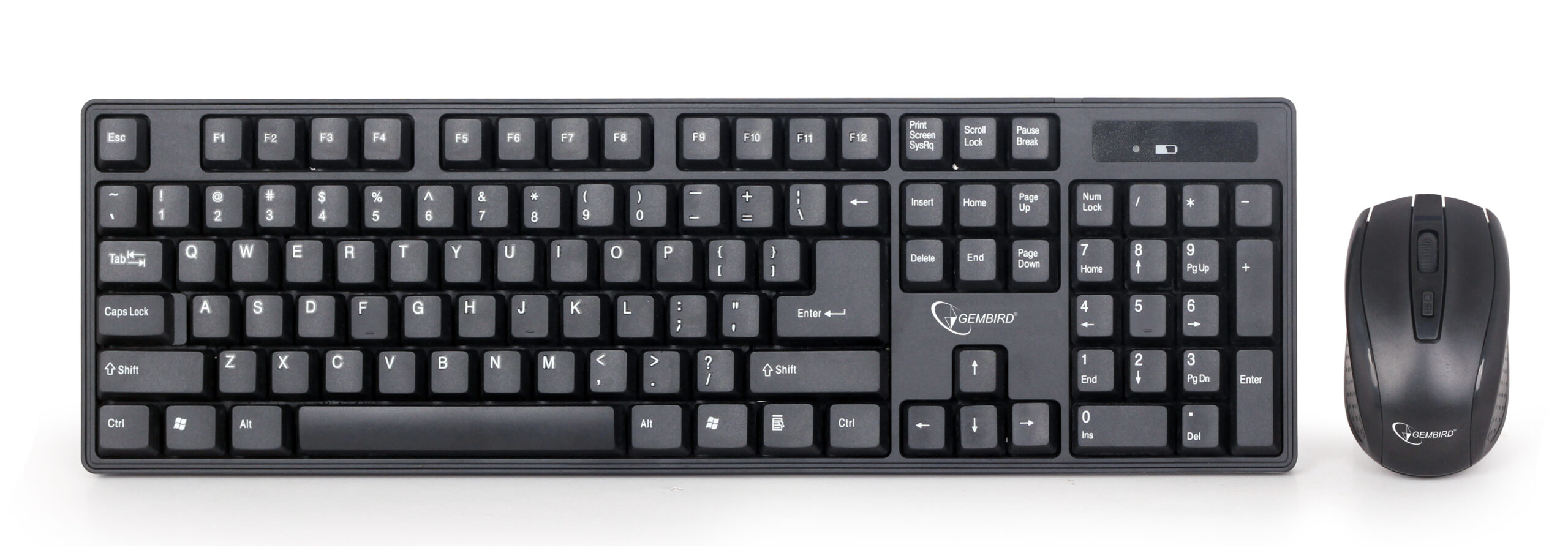 Gembird | Keyboard and mouse | KBS-W-01 | Keyboard and Mouse Set | Wireless | Mouse included | Batteries included | US | Black | 390 g | Numeric keypad - Image 3