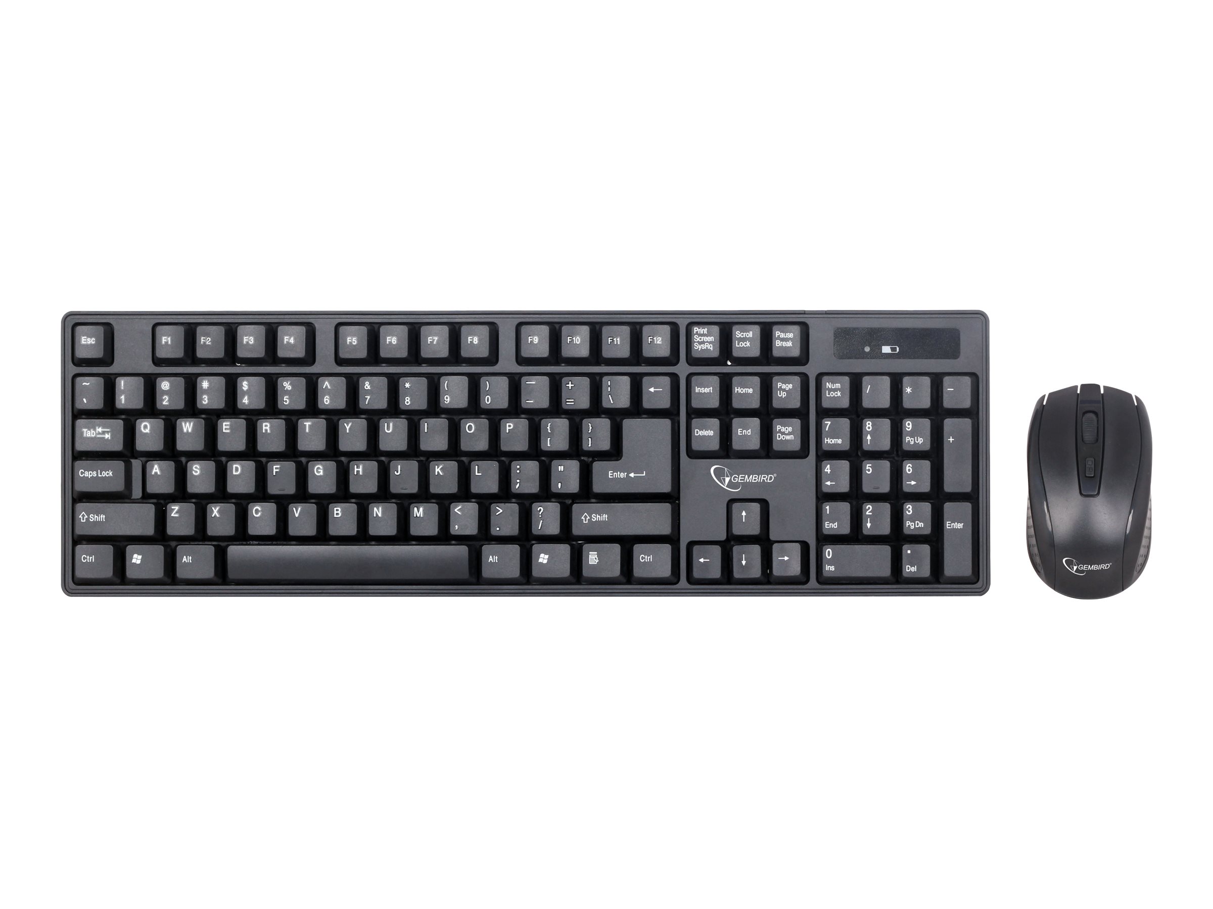 Gembird | Keyboard and mouse | KBS-W-01 | Keyboard and Mouse Set | Wireless | Mouse included | Batteries included | US | Black | 390 g | Numeric keypad - Image 5