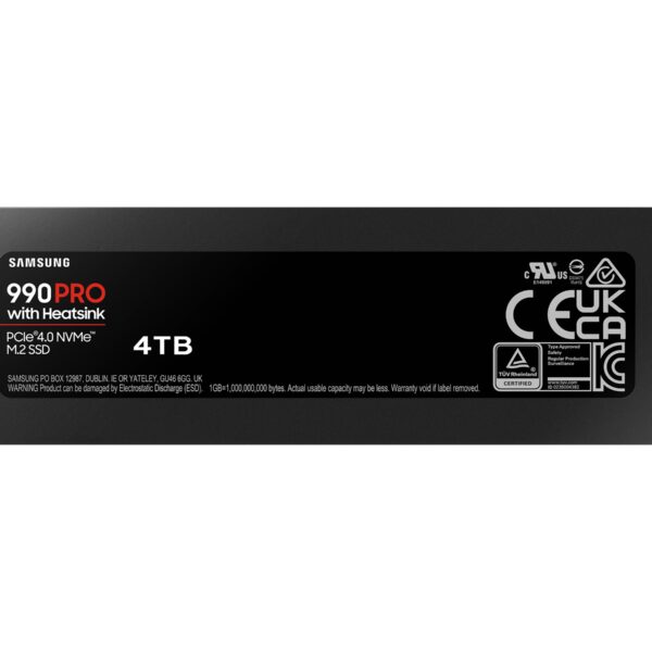 Samsung | 990 PRO with Heatsink | 4000 GB | SSD form factor M.2 2280 | Solid-state drive interface M.2 NVME | Read speed 7450 MB/s | Write speed 6900 MB/s