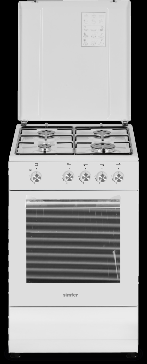 Simfer | Cooker | 4401SGRBB.1 | Hob type Gas | Oven type Gas | White | Width 50 cm | Depth 55 cm | 49 L