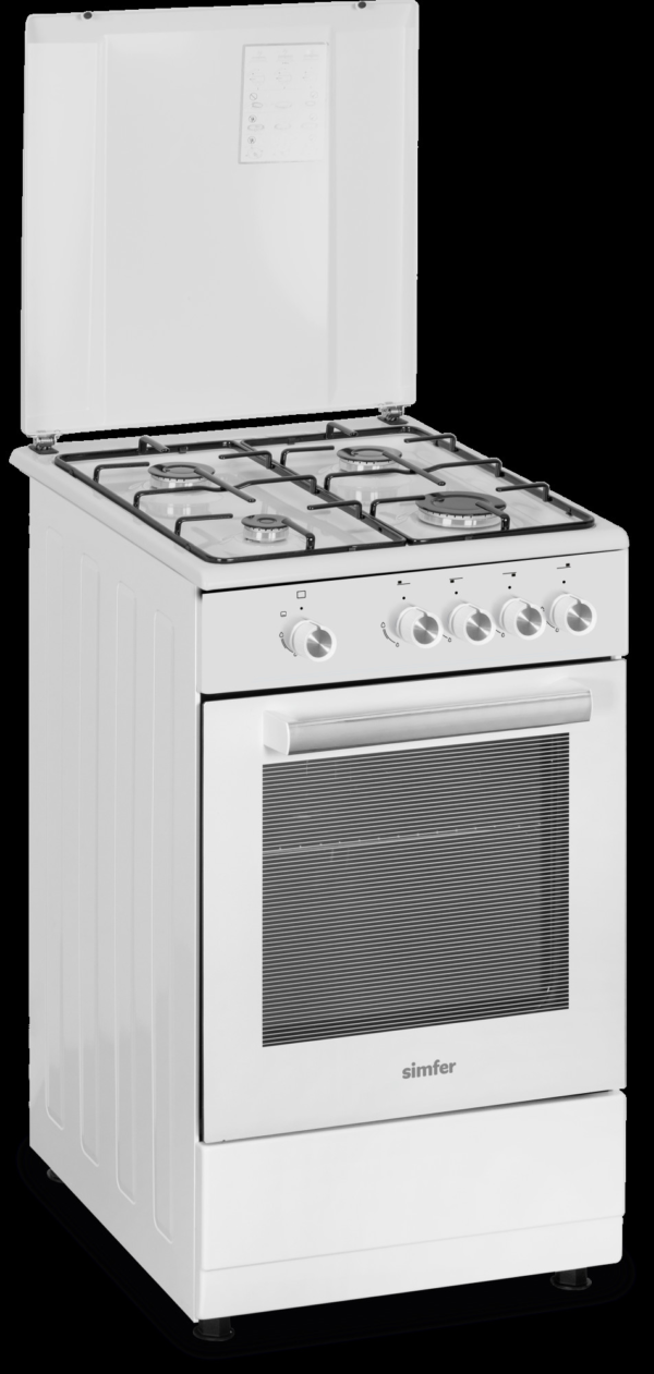 Simfer | Cooker | 4401SGRBB.1 | Hob type Gas | Oven type Gas | White | Width 50 cm | Depth 55 cm | 49 L - Image 2