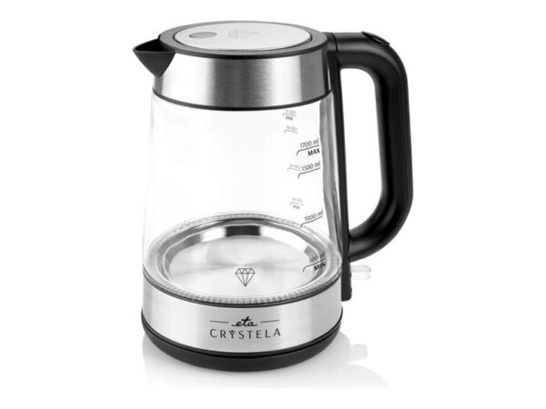 ETA | ETA615390000 | Standard kettle | 2200 W | 1.7 L | Glass | 360° rotational base | Stainless steel/Black - Image 2