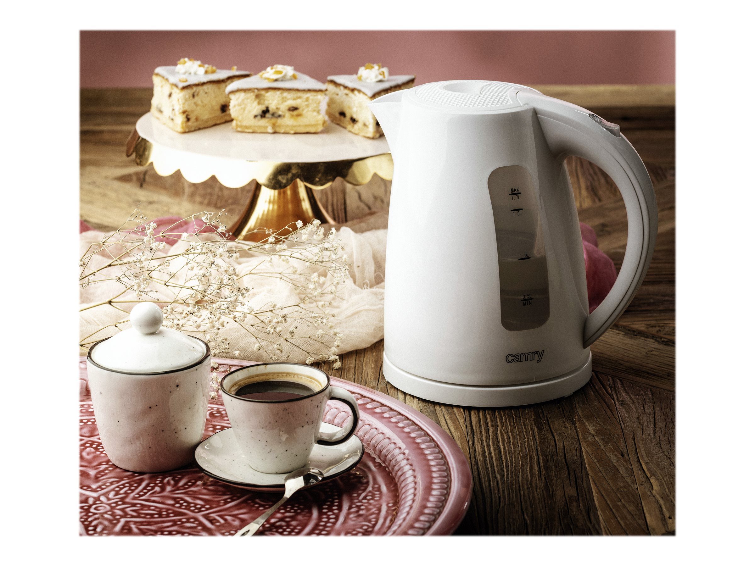 Camry | Kettle | CR 1255 | Standard | 2200 W | 1.7 L | Plastic | 360° rotational base | White - Image 6