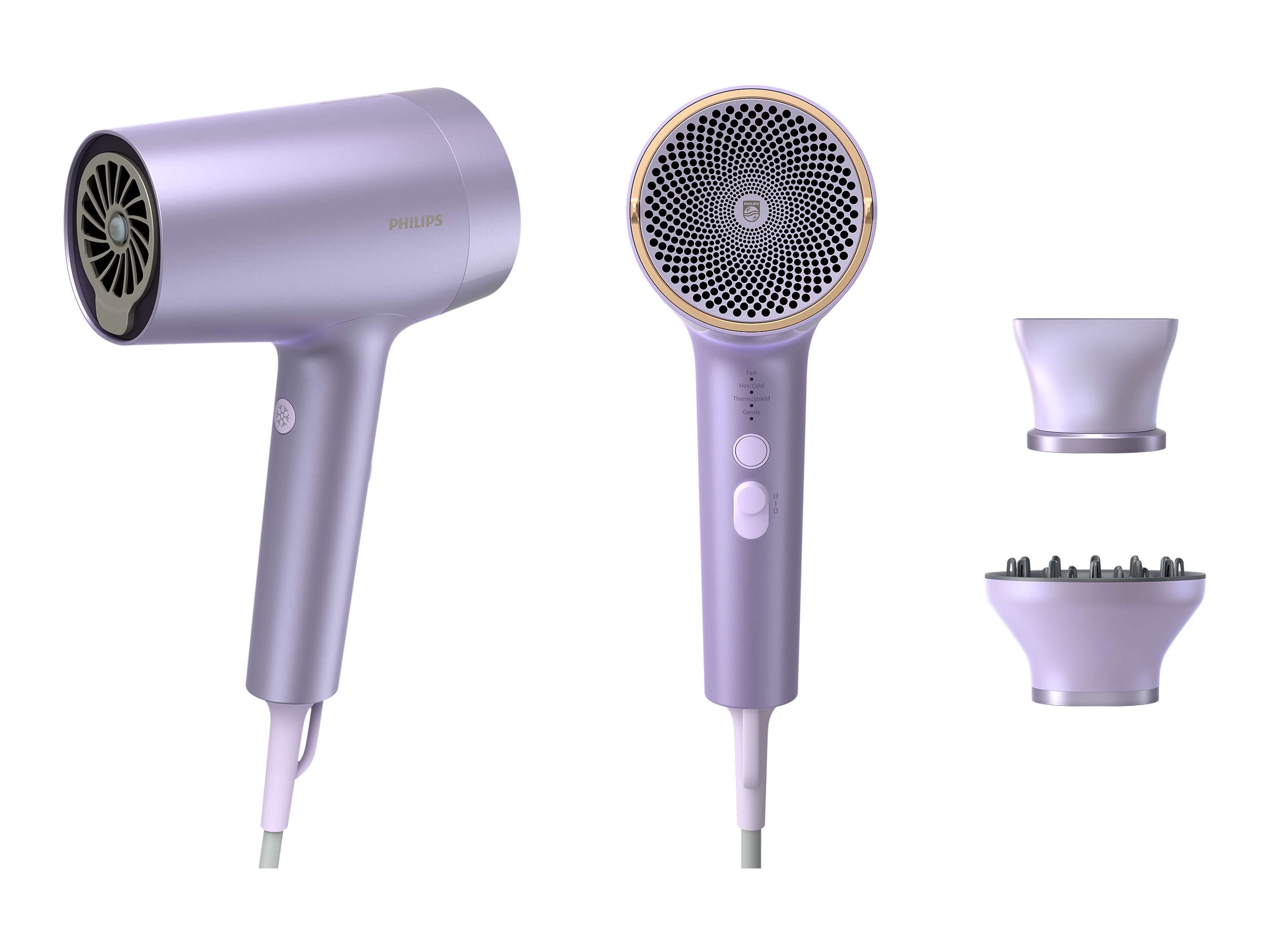 Philips Hair Dryer | BHD720/10 | 1800 W | Number of temperature settings 4 | Ionic function | Diffuser nozzle | Purple - Image 2
