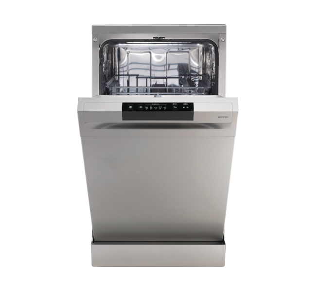 Dishwasher | GS520E15S | Free standing | Width 45 cm | Number of place settings 9 | Number of programs 5 | Energy efficiency class E | Display | AquaStop function | Grey - Image 2