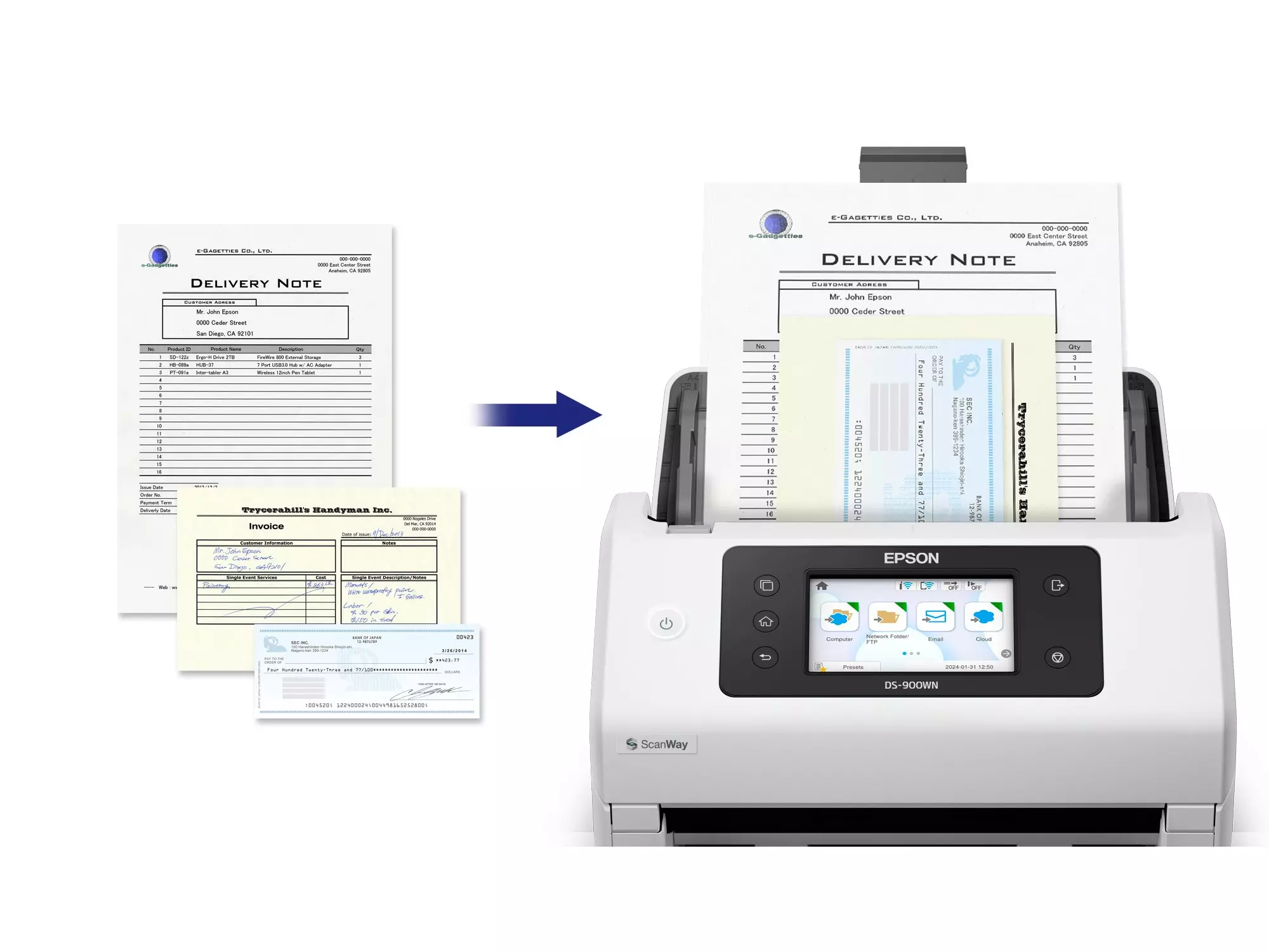 Epson Network Business Scanner | WorkForce DS-900WN | Colour | Wireless - Image 4