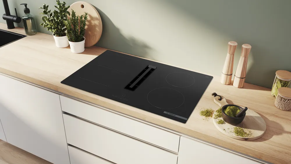 Bosch | PVS811B16E | Induction hob with integrated ventilation system | 80 cm | Number of burners/cooking zones 4 | B | Black | Touch - Image 4
