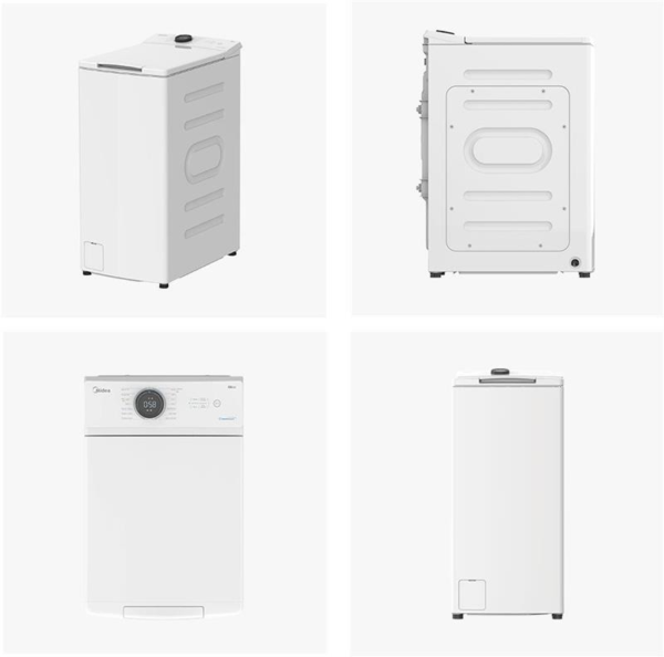 Midea Washing Machine | MF100T60B/W-HR | Energy efficiency class A | Top loading | Washing capacity 6 kg | 1200 RPM | Depth 61 cm | Width 40 cm | Display | LED | Steam function | White - Image 5