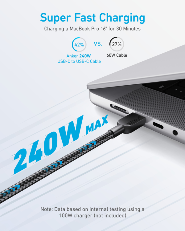 Anker 310 Braided Nylon Cable, Black | A81D5H11 | USB-C to USB-C - Image 2
