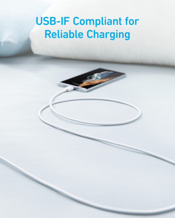 Anker 322 Nylon Cable, White | A81H5G21 | USB-A to USB-C - Image 4