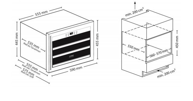 Caso | Wine cooler | WineSafe 18 EB | Energy efficiency class G | Built-in | Bottles capacity Up to 18 bottles | Cooling type Compressor technology | Stainless steel - Image 8