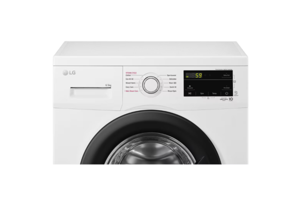 LG | Washing machine | F2J3WSBWE | Energy efficiency class E | Front loading | Washing capacity 6.5 kg | 1200 RPM | Depth 44 cm | Width 60 cm | LED | Steam function | Direct drive | White - Image 5