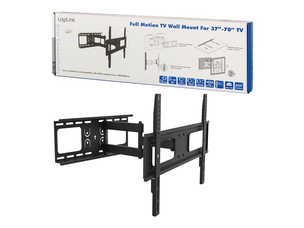 Logilink BP0028 TV Wall mount, 37"-70", tilt +10°-20°,swievel +-90°, 475mm | Logilink | Wall Mount | 37-70 " | Maximum weight (capacity) 50 kg | Black - Image 2