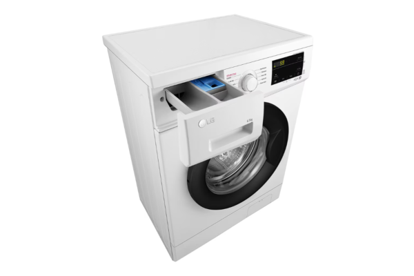 LG | Washing machine | F2J3WSBWE | Energy efficiency class E | Front loading | Washing capacity 6.5 kg | 1200 RPM | Depth 44 cm | Width 60 cm | LED | Steam function | Direct drive | White - Image 9