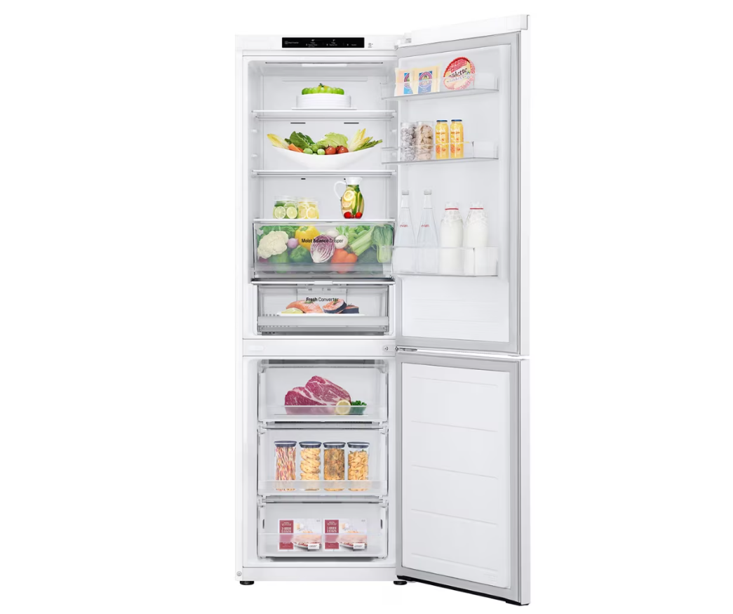 LG Refrigerator | GBV3100ESW | Energy efficiency class E | Free standing | Combi | Height 186 cm | No Frost system | Fridge net capacity 234 L | Freezer net capacity 110 L | Display | 35 dB | White - Image 3