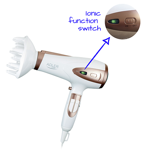 Adler | Hair Dryer | AD 2248 | 2400 W | Number of temperature settings 3 | Ionic function | Diffuser nozzle | White - Image 4