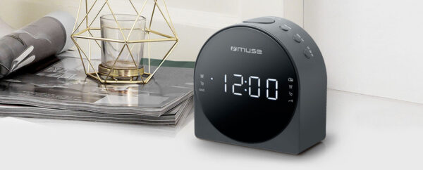 Muse | Dual Alarm Clock radio PLL | M-185CR | AUX in | Black - Image 3