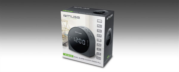 Muse | Dual Alarm Clock radio PLL | M-185CR | AUX in | Black - Image 5
