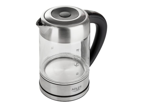 Adler | Kettle | AD 1247 NEW | With electronic control | 1850 - 2200 W | 1.7 L | Stainless steel, glass | 360° rotational base | Stainless steel/Transparent - Image 7
