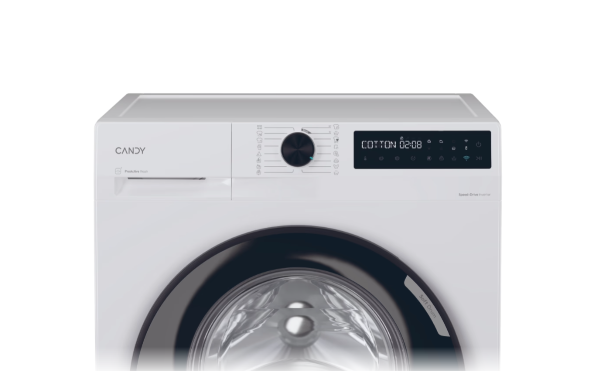 Candy Washing Machine | BR 48B6-S | Energy efficiency class A | Front loading | Washing capacity 8 kg | 1400 RPM | Depth 53 cm | Width 60 cm | Display | LCD | Steam function | Wi-Fi | White - Image 3