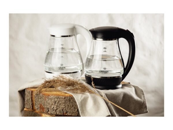 Adler | Kettle | AD 1274 | Standard | 2200 W | 1.7 L | Plastic/Glass | 360° rotational base | Black/ transparent - Image 9