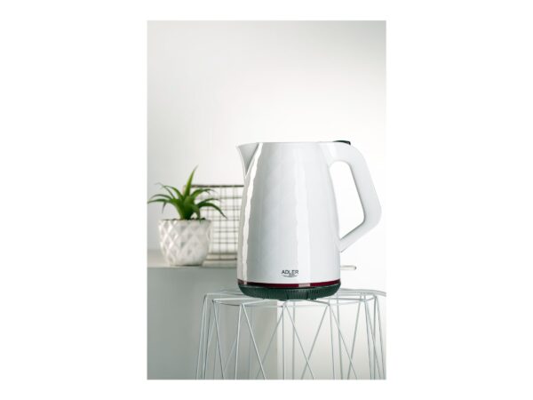 Adler | Kettle | AD 1277 | Standard | 2200 W | 1.7 L | Plastic | 360° rotational base | White - Image 5