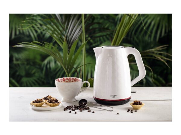 Adler | Kettle | AD 1277 | Standard | 2200 W | 1.7 L | Plastic | 360° rotational base | White - Image 6