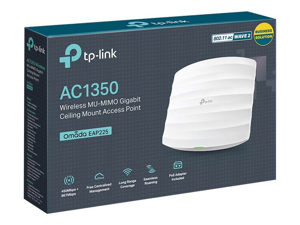 TP-LINK | Access Point | EAP225 | 802.11ac | 2.4GHz/5GHz | 450+867 Mbit/s | 10/100/1000 Mbit/s | Ethernet LAN (RJ-45) ports 1 | MU-MiMO Yes | PoE in | Antenna type 5xInternal - Image 9