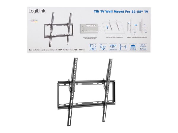 Logilink BP0037 TV Wall mount, 32"-55", tilt, small | Logilink | BP0037 TV Wall mount, 32"-55", tilt, small | 32–55 " | Maximum weight (capacity) 35 kg - Image 3