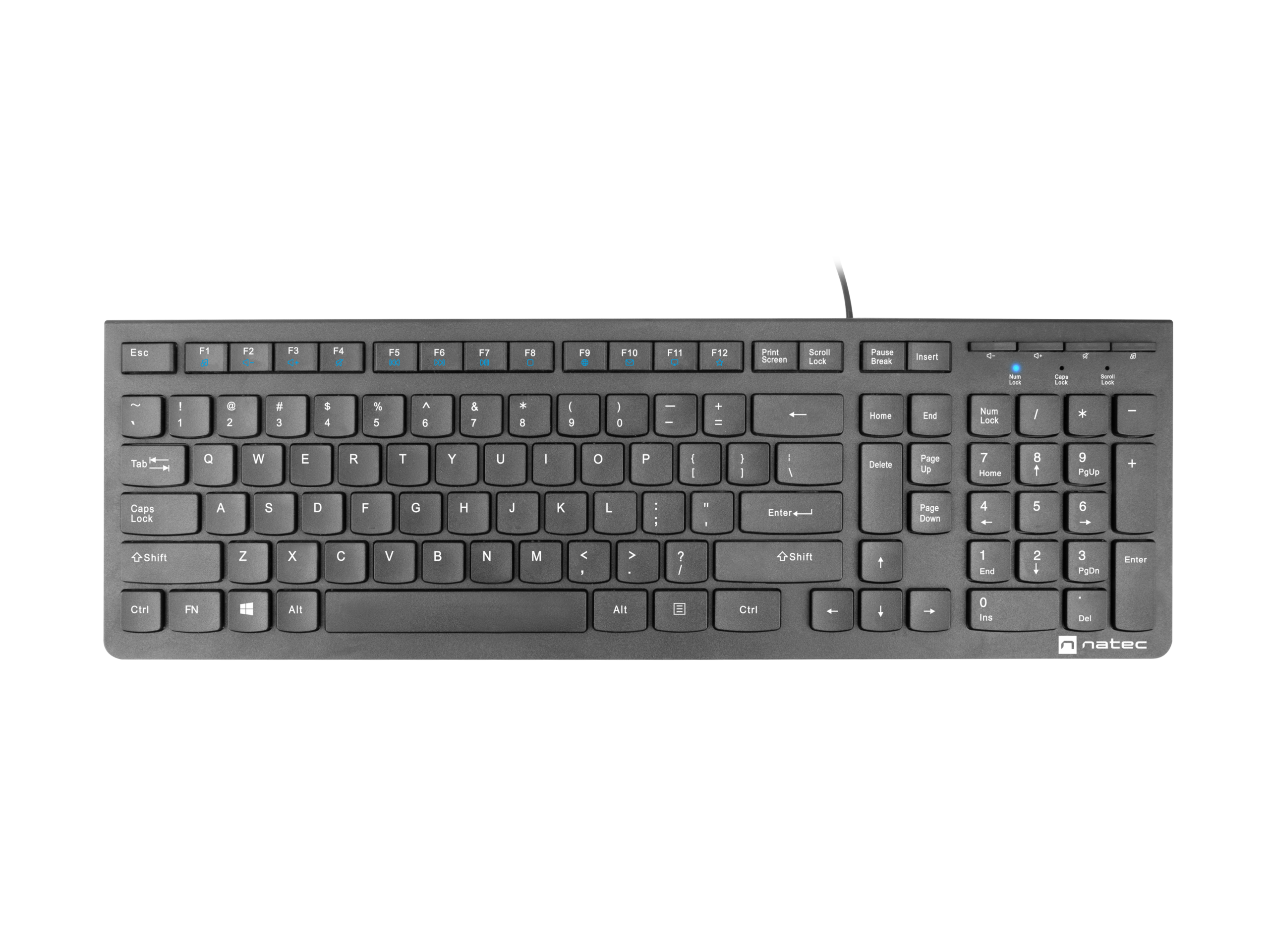 Natec | Keyboard | Discus 2 Slim | Standard | Wired | US | Black | USB 2.0 | 424 g | Numeric keypad