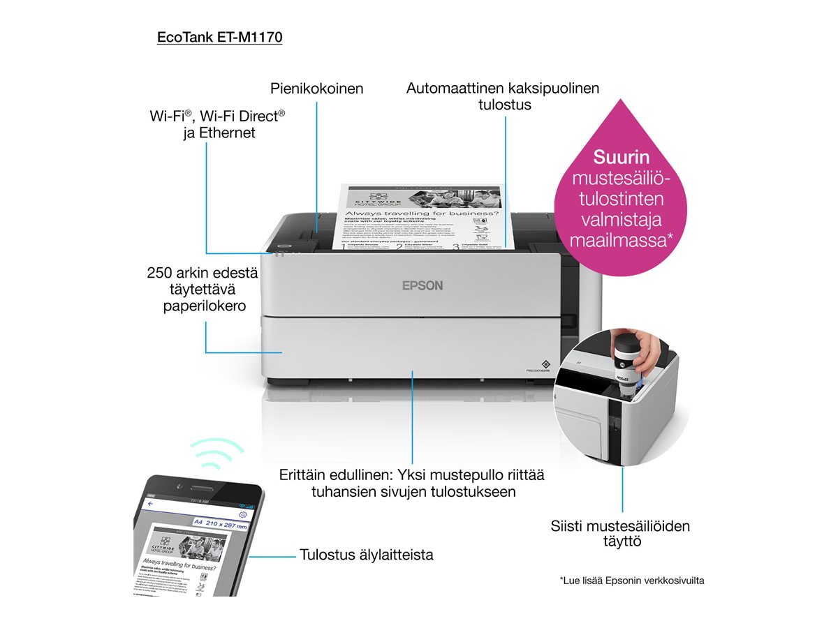 Epson EcoTank M1170 | Inkjet | Mono | Inkjet Printer | Wi-Fi | White - Image 15
