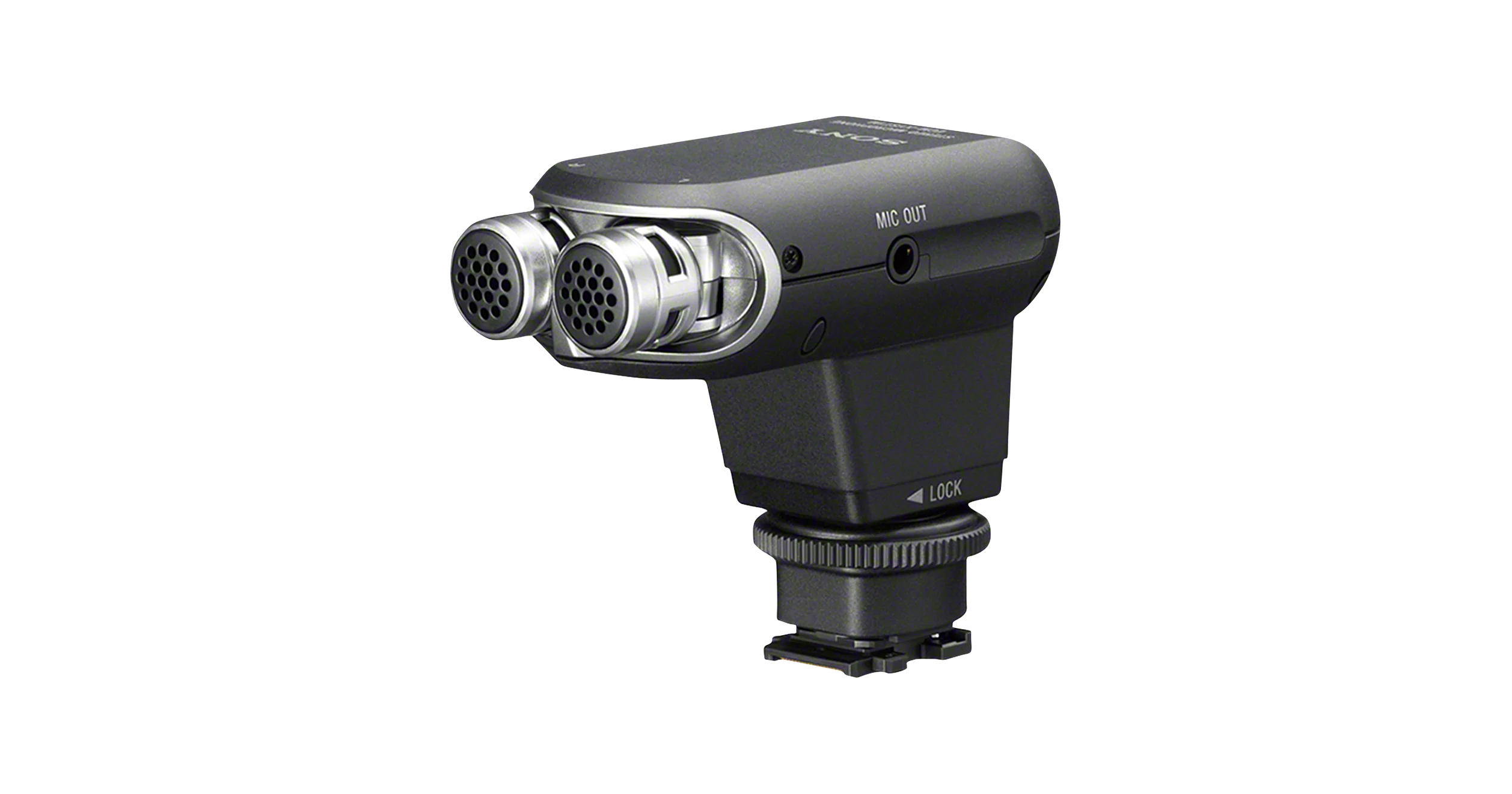 Sony ECM-XYST1M Stereo Microphone | Sony | Stereo Microphone | ECM-XYST1M | Record high quality audio with this Sony ECM-XYST1M stereo microphone compatible with Handycam camcorders, Cyber-shot cameras and Alpha cameras outfitted with a multi interface shoe; With a wide frequency band, you can fine-tune your audio capture according to the setting; The supplied windscreen cuts down on wind noise pickup for crisp, clear, unadulterated audio