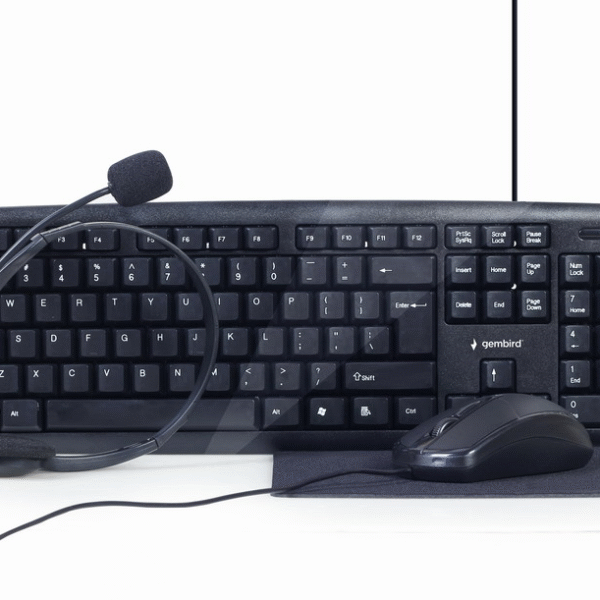 Gembird | 4-in-1 Multimedia office set | KBS-UO4-01 | Keyboard, Mouse, Pad and Headset Set | Wired | Mouse included | US | Black | 630 g