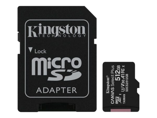 Kingston | Canvas Select Plus | 512 GB | Micro SD | Flash memory class 10 | SD adapter - Image 2